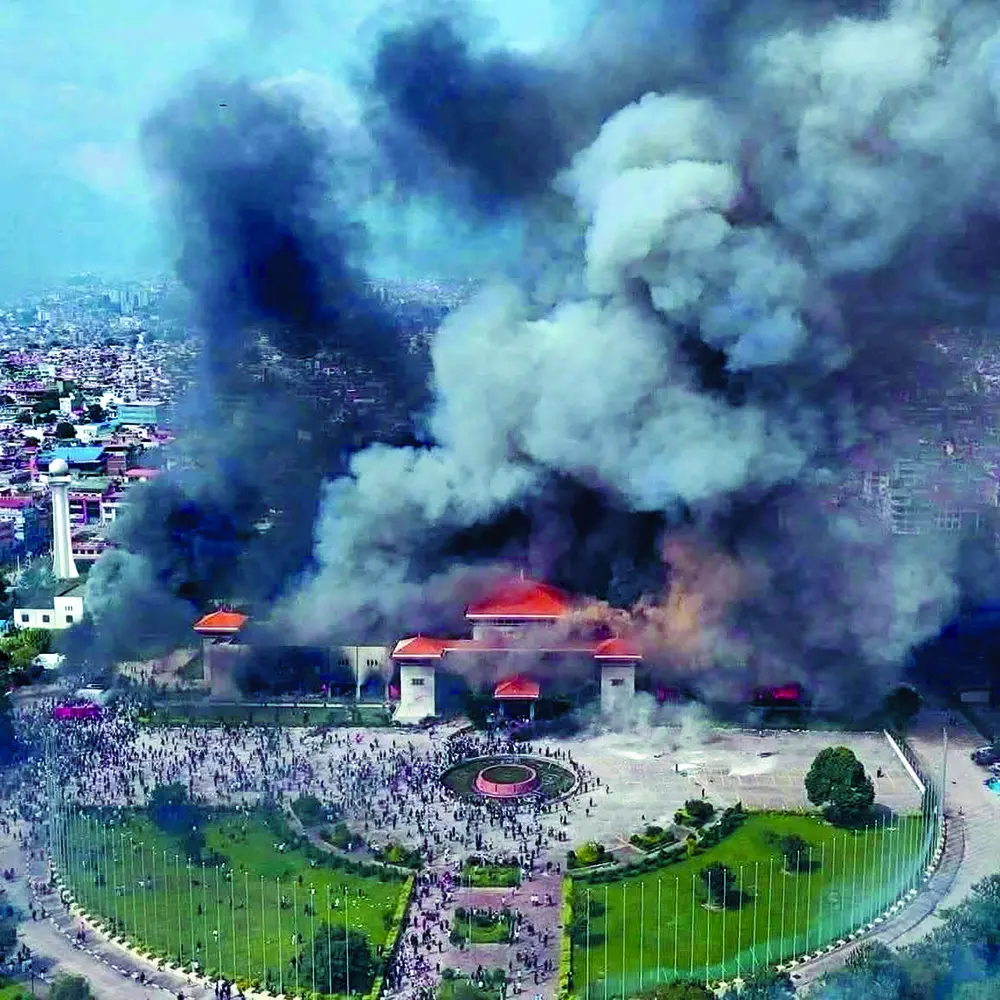 Nepal Prime Minister Oli resigns, protesters set fire to Parliament building.